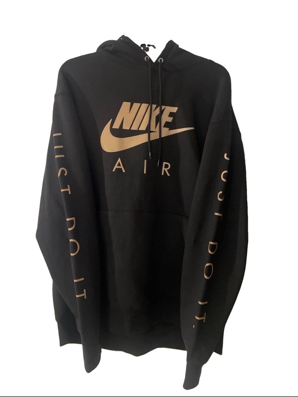 Nike Air Just Do It Pullover Hoodie Black Gold CT3274-010 Mens xl great cond